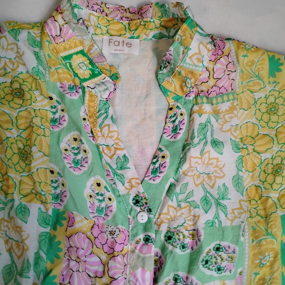 Fate Top Small Puff Sleeve Patchwork Mixed Floral… - image 5